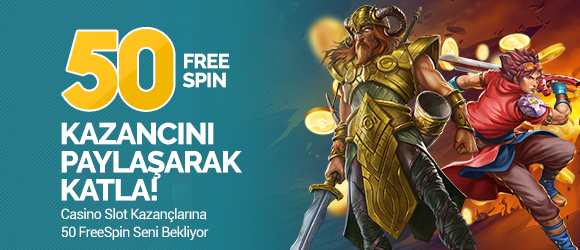 Casino Slot Kazançlarınıza 50 Freespin Hediye