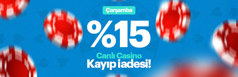 %15 Canlı casino kayıp iadesi